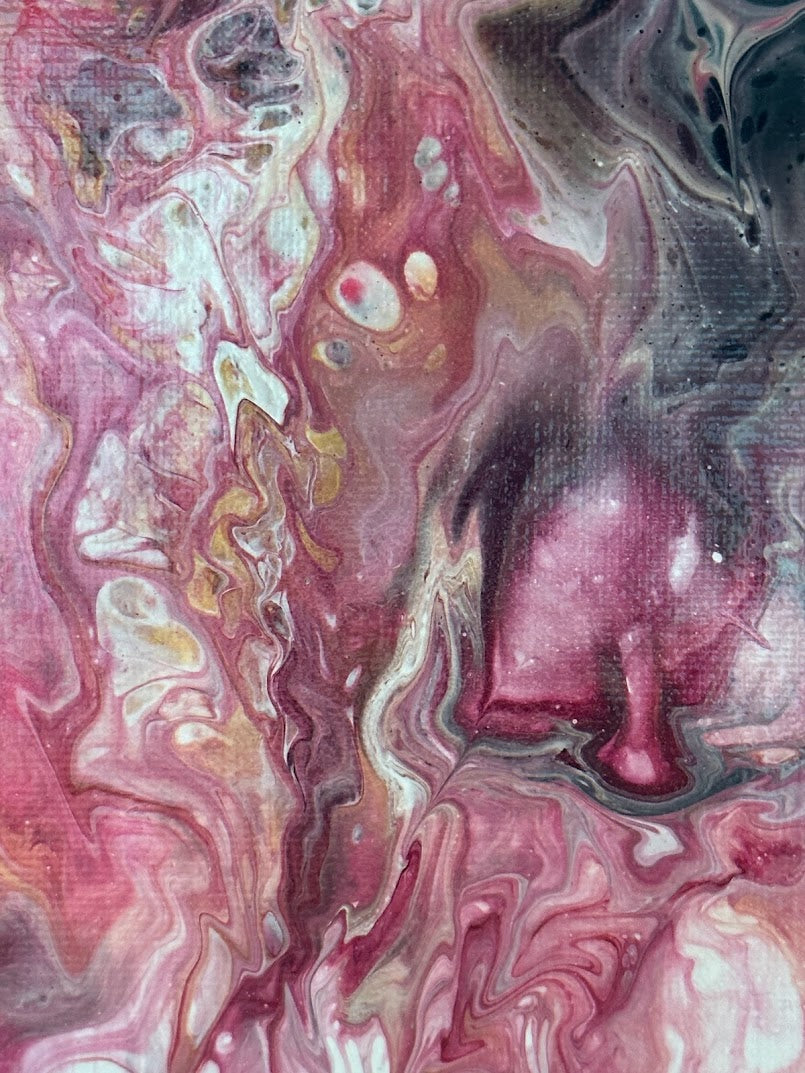 The heart. Acrylic painting. Fluid art. Canvas. 20x 30 sm.