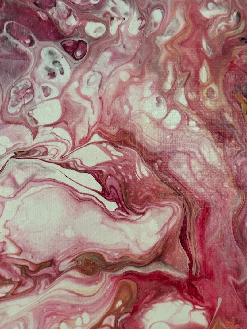 The heart. Acrylic painting. Fluid art. Canvas. 20x 30 sm.